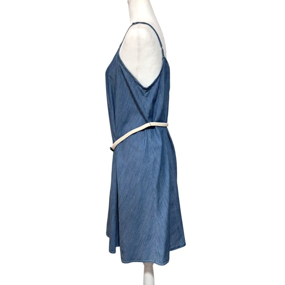 Motherhood Maternity Dress Womens Size L Blue Chambray Belted Knee Length - Picture 5 of 12